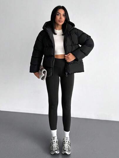 EURMUSE Solid Color, Zip Up, Hooded Winter Coat