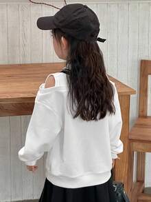 Dazy Kids Young Girl Cute Collared Knit 2 In 1 Sweatshirt - White - View 5