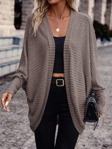 SHEIN Frenchy Casual Commuter Solid Color Batwing Sleeve Jacket, Autumn,Fall Winter Spring - Camel - View 5