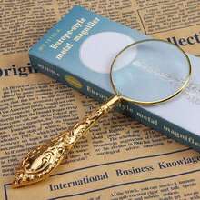 1 件欧式金色花卉图案手持阅读放大镜带玻璃镜片返校