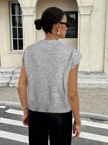 Siren Gaze 老钱风女士秋装！可爱教师款 - 花卉提花针织宽松休闲背心 | 秋装，开学必备 | 女士机场装，2025年新品 - 淺灰色 - 查看 5