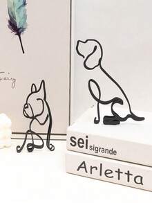 3pcs Dog Abstract Line Minimalist Wall Art Metal Sculpture Art Creative Ornaments Exquisite Home Office Desk Decoration Living Room Wall Decoration Best Gifts Birthday Graduation - Small Ornaments - View 2