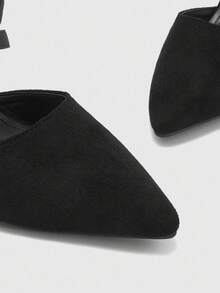 CUCCOO BIZCHIC Women's Fashion Black Elastic Strap Pointed Toe Chunky High Heel Pumps, Suitable For Commute, Date, Party, Wedding, Holiday For Christmas Spring Shoes - Black - View 8