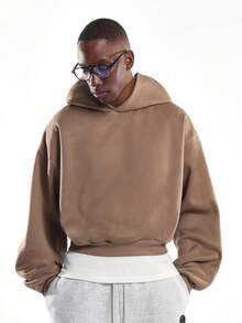 SUMWON Cropped Pullover Hoodie - Brown - View 5