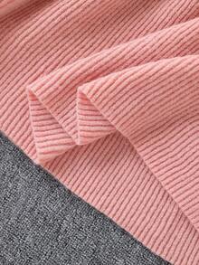 Vestido de punto con volantes en el bajo, unicolor, informal, para niña preadolescente, otoño/invierno - Rosa - Ver 7