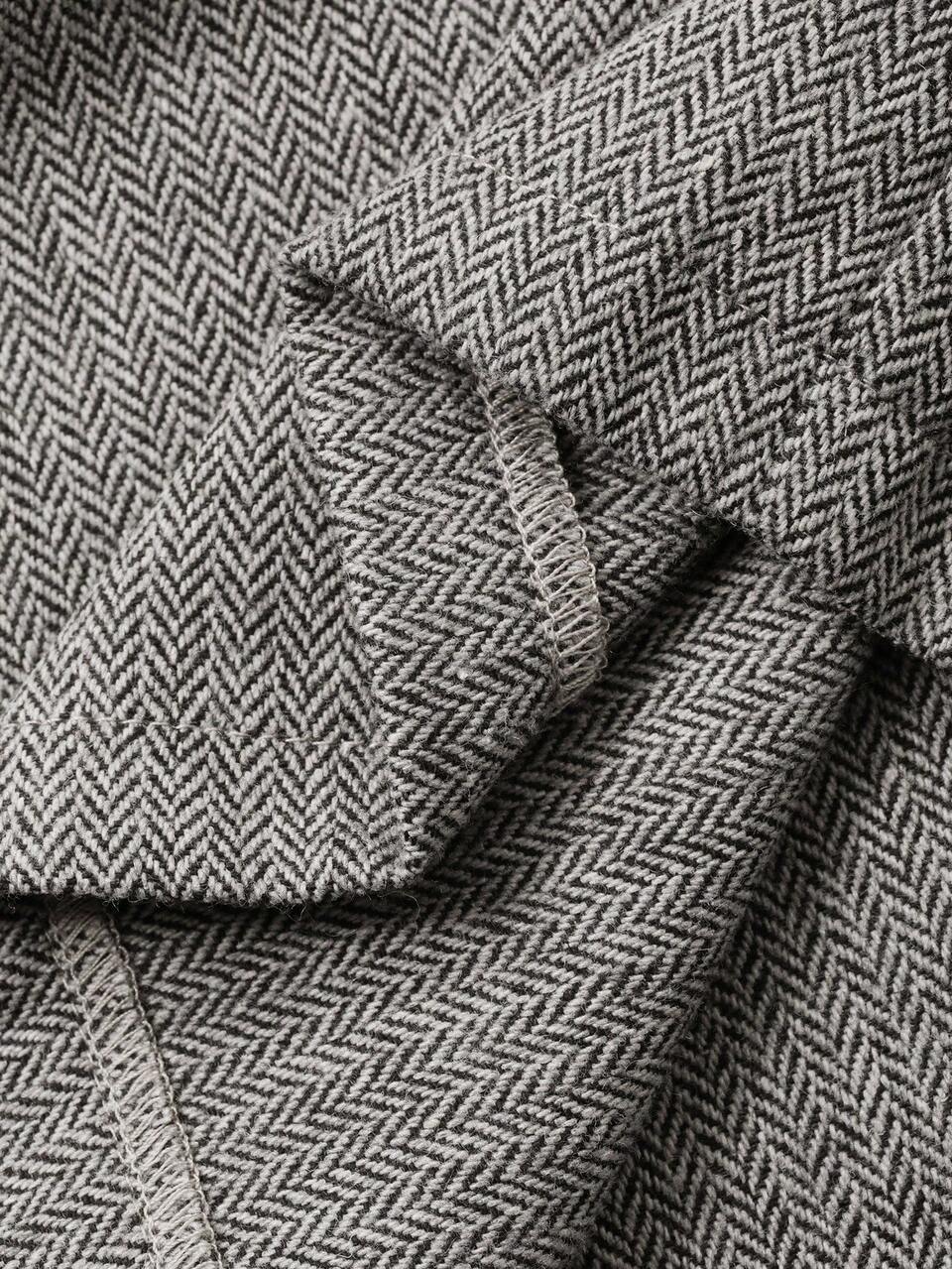 2pcs Women Herringbone Woolen V-Neck Sleeveless Vest Jacket And Wide Leg Pants Casual Suit Set, Autumn/Winter Lounge Sets For Women