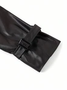 Ellevyn Áo gió PU lót họa tiết da báo đi làm cho nữ, nhẹ, phù hợp cho mùa thu/đông - màu đen - Xem 12