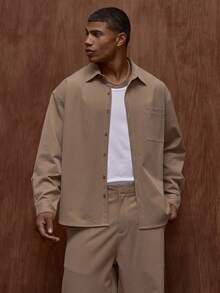 Musero Oversized Long Sleeve Premium Button Through Contrast Stitch Front Pocket Shirt Top Only Fall/Autumn Winter