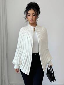 Elenzga Women's Elegant High-Quality Knitted Cardigan With Metal Button Design, Simple And Generous, Suitable For Autumn/Winter - Beige - View 3