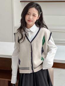 DAZY Tween Girls Knitted Sweater Vest - Apricot - View 6