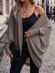 SHEIN Frenchy Casual Commuter Solid Color Batwing Sleeve Jacket, Autumn,Fall Winter Spring - Camel - View 6