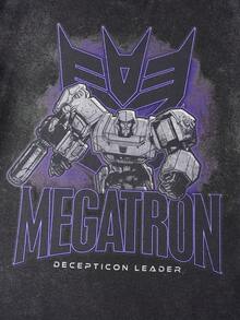 Transformers X SHEIN 男式字母与机器人图案圆领短袖T恤 - 黑色 - 查看 3