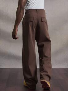 Manfinity Roghcode Manfinity Streetrush Lässige Distressed-Denimhose mit weitem Bein, entspannter amerikanischer Stil, plissierte, lockere Passform, schmeichelhaft, vielseitig für den Alltag, Business Casual, Vintage, verwaschene Baggy für Distressed-Jeans - Braun - Übersicht 2