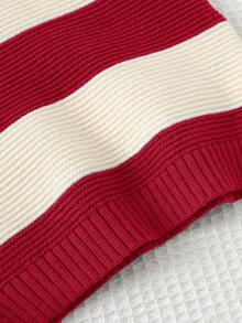 Cozy Pixies Baby Boy Cartoon Bear Striped Pattern Crew Neck Long Sleeve Sweater Fall Winter