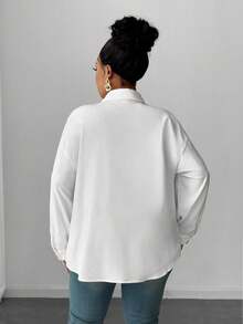 Maweii Plus Size Women's Long Sleeve Striped Casual Blouse