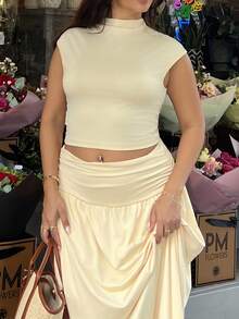 NegzBox Bộ trang phục hai mảnh màu vàng bơ dành cho nữ mặc hàng ngày, Bộ 2 món dành cho nữ, Bộ mùa hè, Phong cách Boho, Kỳ nghỉ, Bãi biển, Bộ, Trang phục ăn trưa dành cho nữ, Phong cách cổ tích, Thanh lịch, Thường ngày - Màu vàng - Xem 3