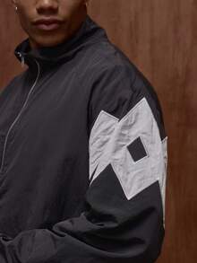 Musero Shell Nylon Zip Through Hoodless Contrast Detailing Jacket SPRING SUMMER - Blue and White - View 6