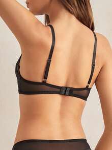 Charlaine Lace Underwire Bra With Spaghetti Strap For Women, Lift And Enhance - Black - View 2