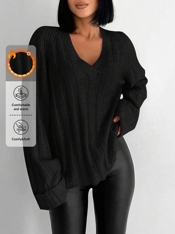 EURMUSE Einfarbiger Damenpullover Mit Raglanärmeln