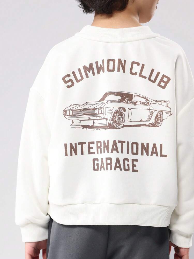 Car Print Sweatshirt With International Garage Design