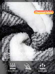 Zelara Plus Buffalo Plaid Print Drop Shoulder Coat, For Winter Fall Autumn - Black and White - View 8