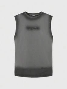 SHEIN Explorewe Tween Boy Gradient Printing Tank Top For Festival - Grey - View 1