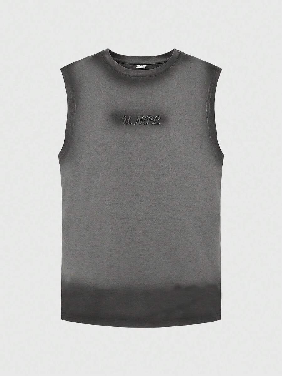 SHEIN Explorewe Tween Boy Gradient Printing Tank Top For Festival - Grey - View 1