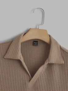 Manfinity Homme Conjunto casual de verano de 2 piezas: camiseta de polo de manga corta y pantalones cortos para hombre - Caqui - Ver 3