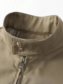 Manfinity Homme Men's Casual Basic Zip-Up Long Sleeve Jacket, Fall