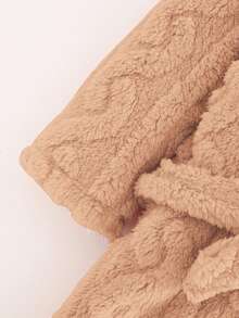 Cozy Pixies Accappatoio in pile con cappuccio e orecchie da orsetto, maniche lunghe, con cintura, per bambine, spesso