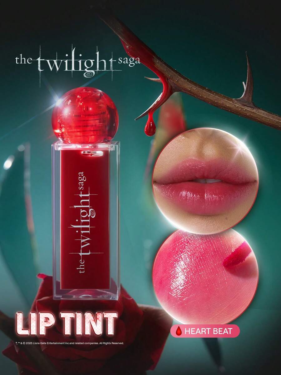 The Twilight Saga X SHEGLAM Immortality Lip Tint-Heart Beat Brand Beauty Makeup Face Paint Cosmetic For Women Girls Perfect For Fall Winter Ideal For Y2K Fancy Fashion Suitable For Birthday Christmas Present Party Ready Best Color