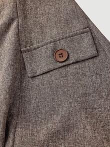 SHEIN MOD Women's Camel Sleeveless Waist Gathered A-Line Halter Dress