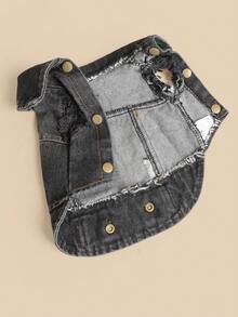 PETSIN 1pc Pet Clothing, Handsome Black Coat For Cats And Dogs, Comfortable Spring And Autumn Style Brushed Vest - 黑色 - 查看 7
