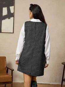 Comfylo 百搭复古硬币图案无袖大码连衣裙 - 黑色 - 查看 2