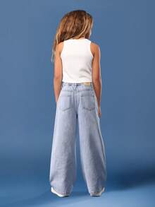 SUMWON Quần jeans denim ống rộng cotton đính pha lê lấp lánh họa tiết ngôi sao thời trang dự tiệc ngày lễ Bộ sưu tập thu đông Thời trang Y2K - Rửa nhẹ - Xem 4