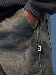 SUMWON Cotton Kids Pull On Camouflage Print Barrel Jeans Relaxed Fit Autumn Winter Denim Pants With New York Logo Print Comfort Waistband Fall - Army Green - View 5