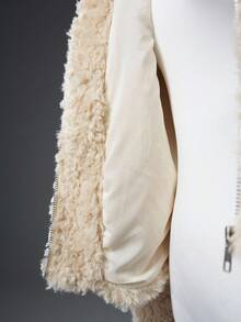 Bloopia 复古甜美可爱毛绒兔耳宽松女款秋冬万圣节新款羊羔绒短款连帽衫 - 卡其色 - 查看 8