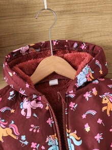 Sparklyn Young Girls Cute Printed Thermal Lined Zip-Up Jacket, Autumn/Winter Girls Jacket With Hoodie Girl Clothes Autumn And Winter Clothes Girls Cartoon Jackets - Brown - View 5