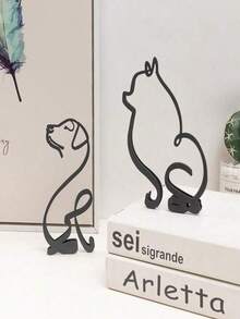 3pcs Dog Abstract Line Minimalist Wall Art Metal Sculpture Art Creative Ornaments Exquisite Home Office Desk Decoration Living Room Wall Decoration Best Gifts Birthday Graduation - Small Ornaments - View 6