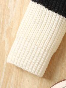 Sparklyn 1 Set Soft & Skin-Friendly Colorblock Striped Crew Neck Loose Sweater & Straight Leg Wide Pants, Versatile Outfit For Casual, Outdoor, Gathering And More Occasions, Suitable For Tween Girls Fall Winter - Multicolor - View 3