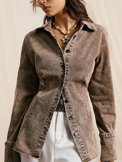 Easelle جاكيت جينز مبهت عتيق