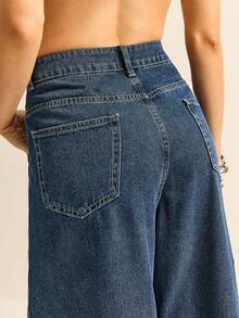 Daynim Women's Casual Vacation Barrel Leg Jeans Women's Going Out Jeans Women's Casual Jeans - Dark Wash - View 6