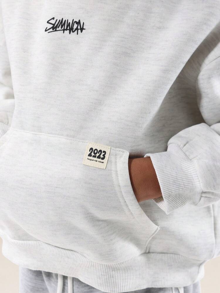 White Hoodie With Graphic Print And Drawstring