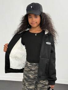 Tween Girl Casual Thermal Lined Hooded Jacket, Autumn/Winter Fall - Multicolor - View 3