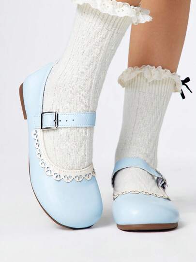 Kawaii Women's Brown Loafers Closed Toe Mary Jane Flats, Bow Lace Lolita Ballet Flat Shoes