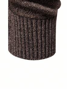 Manfinity Mode Men's Casual Versatile Knit Autumn Men Quarter Zip Brown Sweater, Old Money