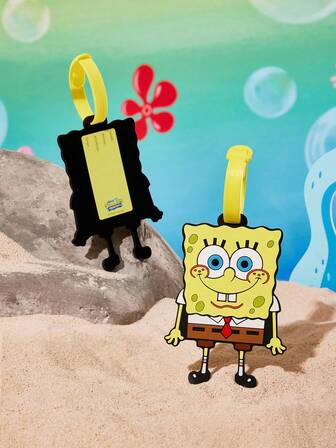 SpongeBob SquarePants | SHEIN Cartoon Pattern Luggage Tag, Name Tag, Bag Hanger, Travel Anti-Loss Boarding Pass, Bag Charm