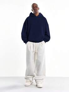SUMWON Oversized Skeleton Rib Cage Hoodie With Contrast Sleeves , Street Style,INS Hot Selling Style,Perfect Comfortable And Thick Fabric , Ultimate Warmth - Navy Blue - View 4