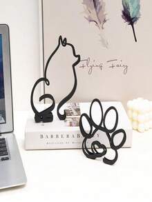 3pcs Dog Abstract Line Minimalist Wall Art Metal Sculpture Art Creative Ornaments Exquisite Home Office Desk Decoration Living Room Wall Decoration Best Gifts Birthday Graduation - Small Ornaments - View 3