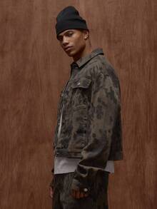 Musero 豹纹字母印花牛仔夹克，翻盖口袋，纽扣细节 / 冬季 - 彩色 - 查看 4